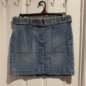 White House Black Market Blue Denim Mini Skirt